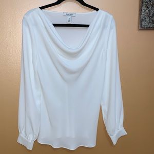 White House Black Market White Drape Neck Blouse